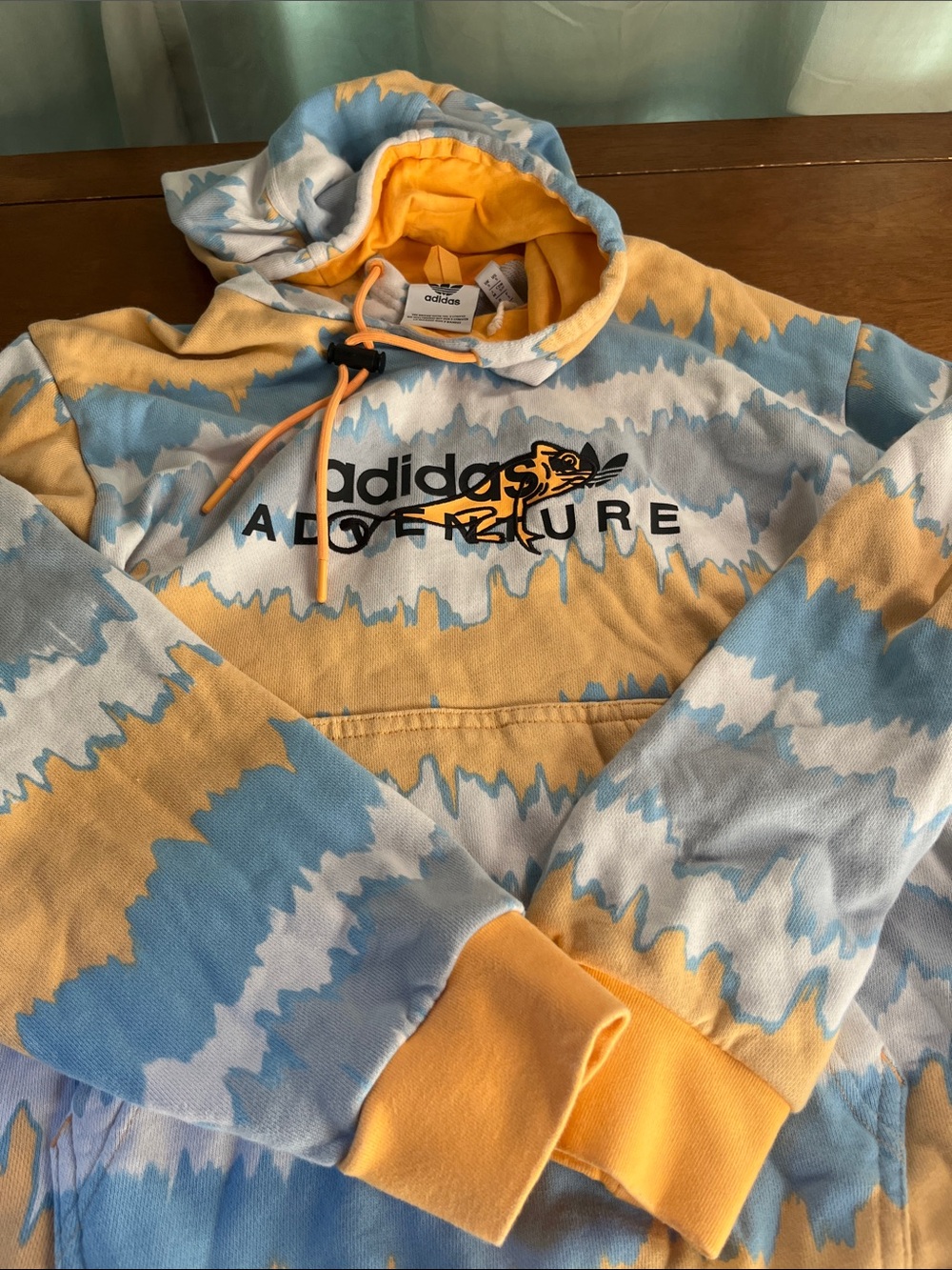 Adidas Adventure Chameleon Hoodie Orange Blue Wave Tie Dye Sweatshirt S